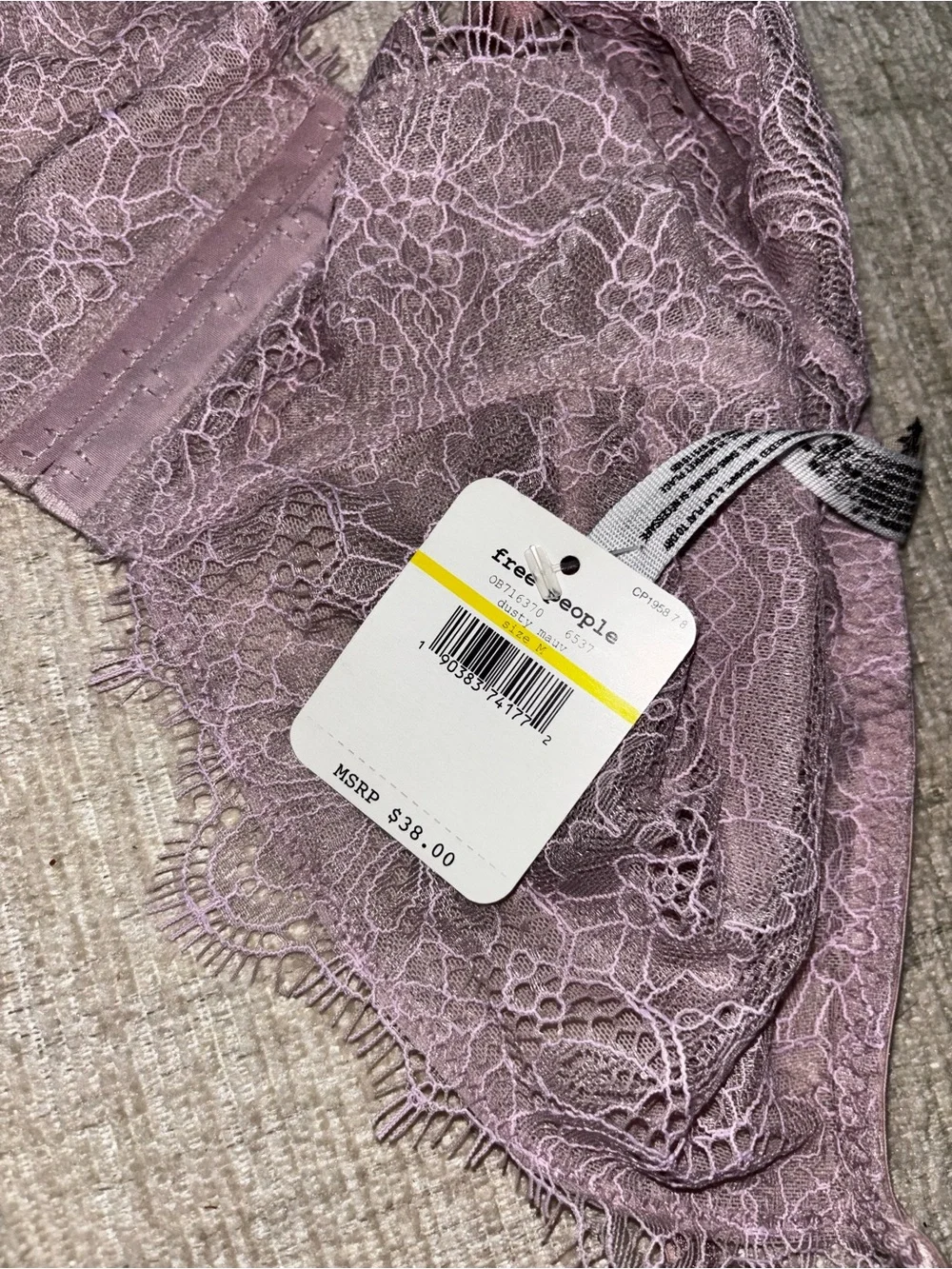 NWT Free People Intimately Dusty Mauve Lace Bralette Crop Top Medium Coquette - Picture 5 of 8